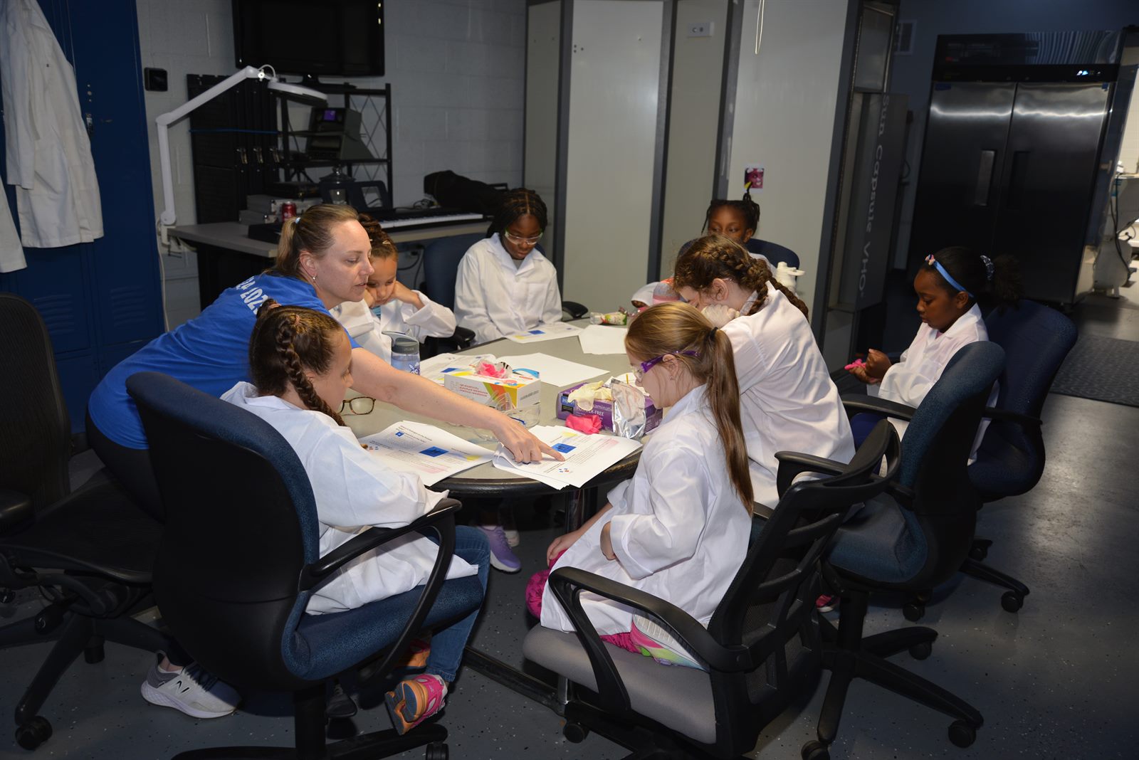 MiLab students working together at the lab table