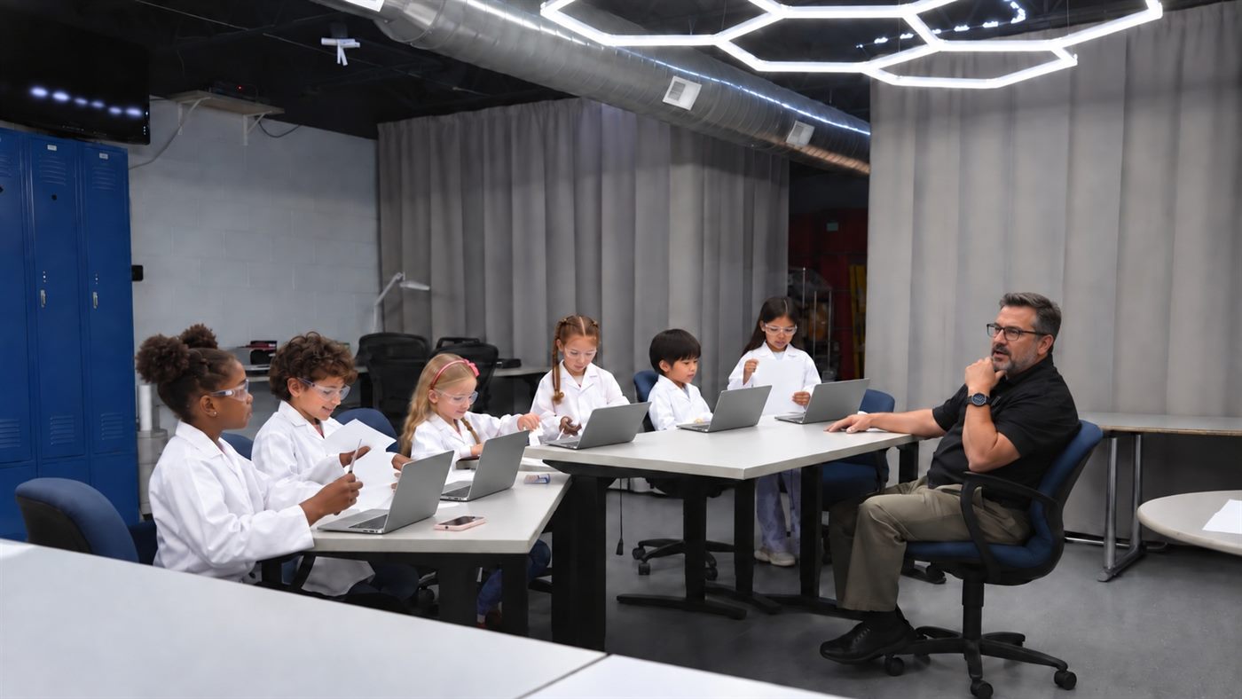 MiLab students working together at the lab table
